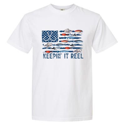 Keepin It Reel Fishing Lure Flag Fisherman Bass Fishing Garment-Dyed Heavyweight T-Shirt