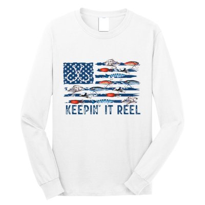 Keepin It Reel Fishing Lure Flag Fisherman Bass Fishing Long Sleeve Shirt