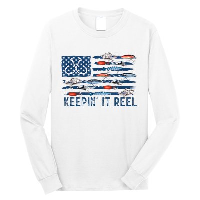 Keepin It Reel Fishing Lure Flag Fisherman Bass Fishing Long Sleeve Shirt