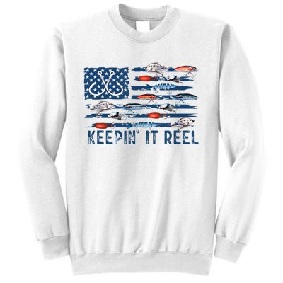 Keepin It Reel Fishing Lure Flag Fisherman Bass Fishing Sweatshirt