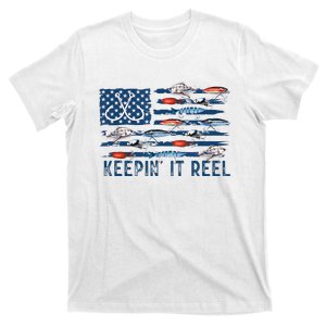 Keepin It Reel Fishing Lure Flag Fisherman Bass Fishing T-Shirt