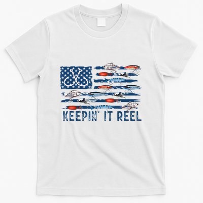 Keepin It Reel Fishing Lure Flag Fisherman Bass Fishing T-Shirt