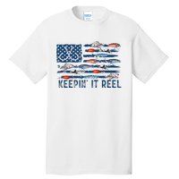 Keepin It Reel Fishing Lure Flag Fisherman Bass Fishing Tall T-Shirt