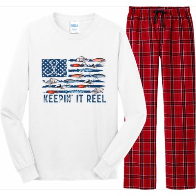 Keepin It Reel Fishing Lure Flag Fisherman Bass Fishing Long Sleeve Pajama Set