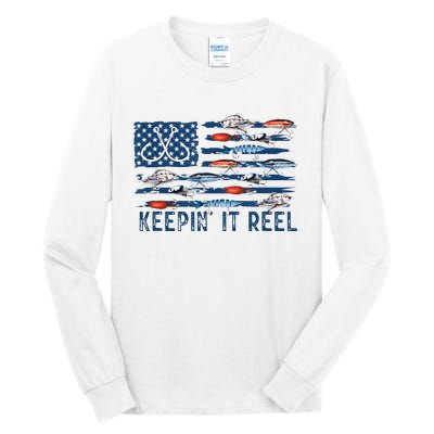 Keepin It Reel Fishing Lure Flag Fisherman Bass Fishing Tall Long Sleeve T-Shirt