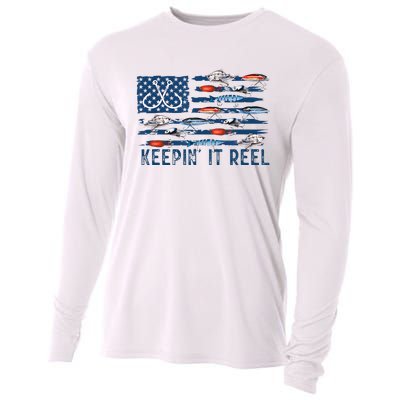 Keepin It Reel Fishing Lure Flag Fisherman Bass Fishing Cooling Performance Long Sleeve Crew