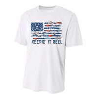 Keepin It Reel Fishing Lure Flag Fisherman Bass Fishing Performance Sprint T-Shirt