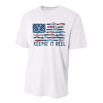 Keepin It Reel Fishing Lure Flag Fisherman Bass Fishing Performance Sprint T-Shirt