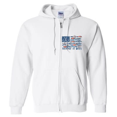 Keepin It Reel Fishing Lure Flag Fisherman Bass Fishing Full Zip Hoodie