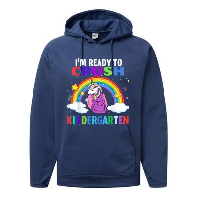 Kids Im Ready To Crush Kindergarten Unicorn Back To School Performance Fleece Hoodie