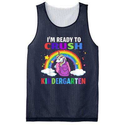 Kids Im Ready To Crush Kindergarten Unicorn Back To School Mesh Reversible Basketball Jersey Tank