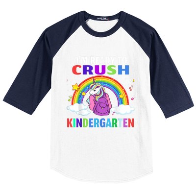 Kids Im Ready To Crush Kindergarten Unicorn Back To School Baseball Sleeve Shirt