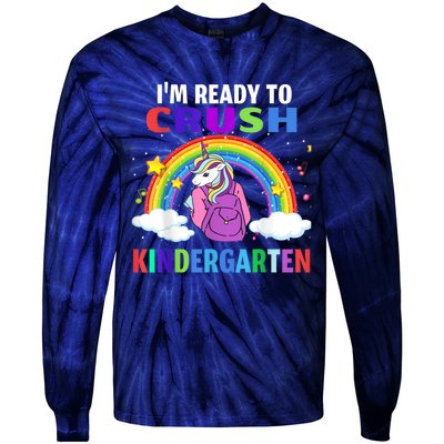 Kids Im Ready To Crush Kindergarten Unicorn Back To School Tie-Dye Long Sleeve Shirt