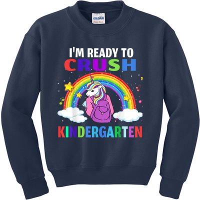 Kids Im Ready To Crush Kindergarten Unicorn Back To School Kids Sweatshirt