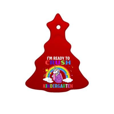 Kids Im Ready To Crush Kindergarten Unicorn Back To School Ceramic Tree Ornament