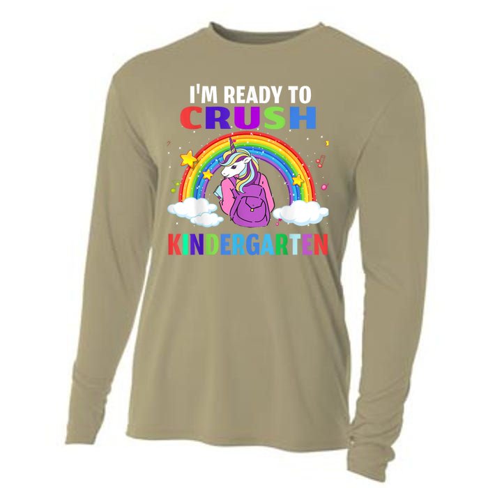 Kids Im Ready To Crush Kindergarten Unicorn Back To School Cooling Performance Long Sleeve Crew