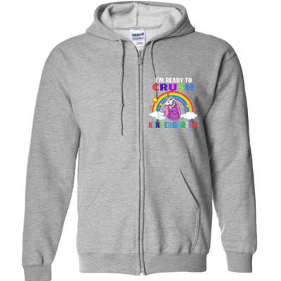 Kids Im Ready To Crush Kindergarten Unicorn Back To School Full Zip Hoodie