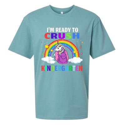 Kids Im Ready To Crush Kindergarten Unicorn Back To School Sueded Cloud Jersey T-Shirt