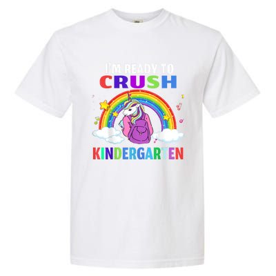 Kids Im Ready To Crush Kindergarten Unicorn Back To School Garment-Dyed Heavyweight T-Shirt