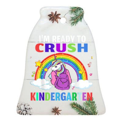 Kids Im Ready To Crush Kindergarten Unicorn Back To School Ceramic Bell Ornament