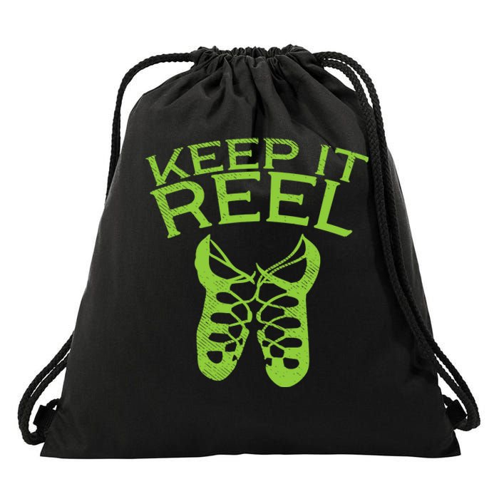 Keep It Reel Irish Dance St Patricks Day Ceili Dancer Girl Drawstring Bag