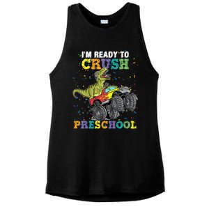 Kids Im Ready To Crush Pre K Monster Truck Dinosaur T Rex Boy Ladies PosiCharge Tri-Blend Wicking Tank