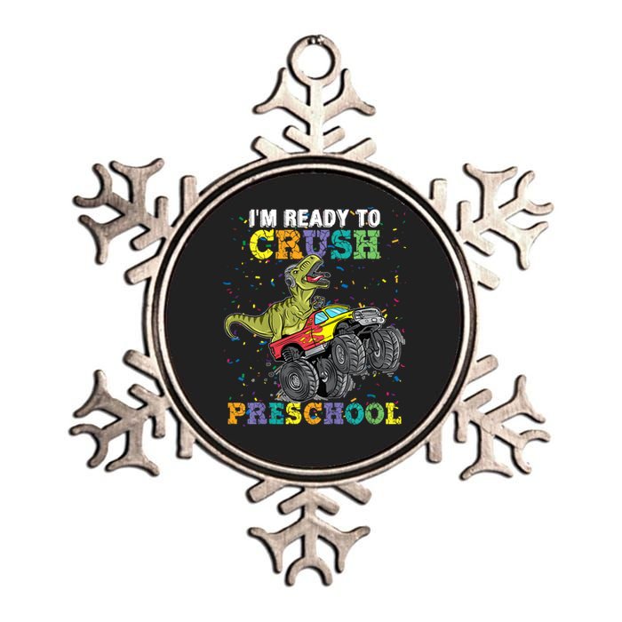 Kids Im Ready To Crush Pre K Monster Truck Dinosaur T Rex Boy Metallic Star Ornament