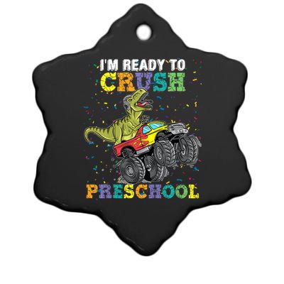 Kids Im Ready To Crush Pre K Monster Truck Dinosaur T Rex Boy Ceramic Star Ornament