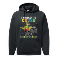 Kids Im Ready To Crush Kindergarten Monster Truck Dinosaur Boy Performance Fleece Hoodie