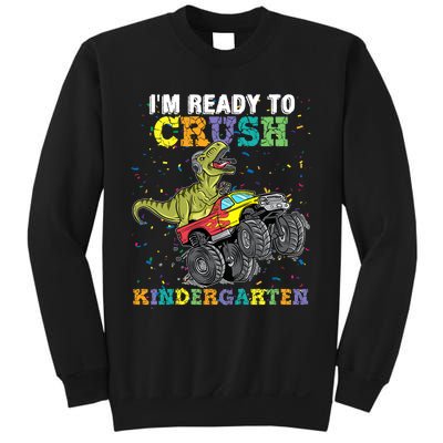 Kids Im Ready To Crush Kindergarten Monster Truck Dinosaur Boy Sweatshirt