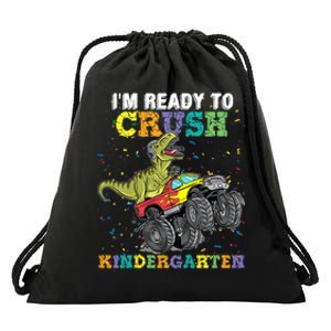 Kids Im Ready To Crush Kindergarten Monster Truck Dinosaur Boy Drawstring Bag