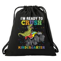 Kids Im Ready To Crush Kindergarten Monster Truck Dinosaur Boy Drawstring Bag