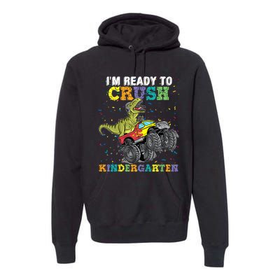 Kids Im Ready To Crush Kindergarten Monster Truck Dinosaur Boy Premium Hoodie