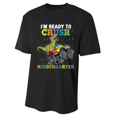 Kids Im Ready To Crush Kindergarten Monster Truck Dinosaur Boy Performance Sprint T-Shirt