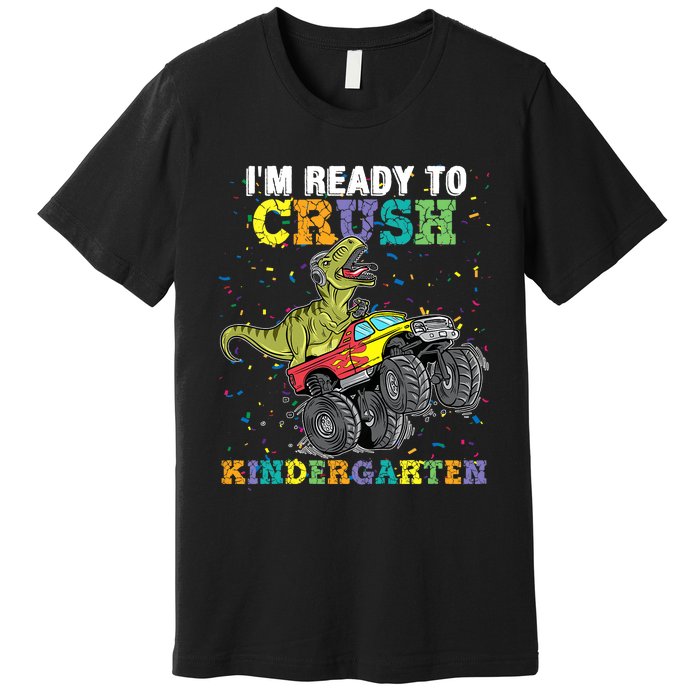 Kids Im Ready To Crush Kindergarten Monster Truck Dinosaur Boy Premium T-Shirt