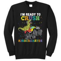 Kids Im Ready To Crush Kindergarten Monster Truck Dinosaur Boy Tall Sweatshirt