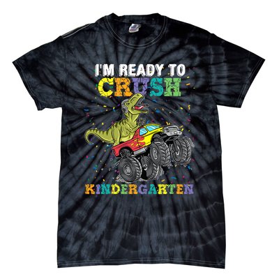 Kids Im Ready To Crush Kindergarten Monster Truck Dinosaur Boy Tie-Dye T-Shirt