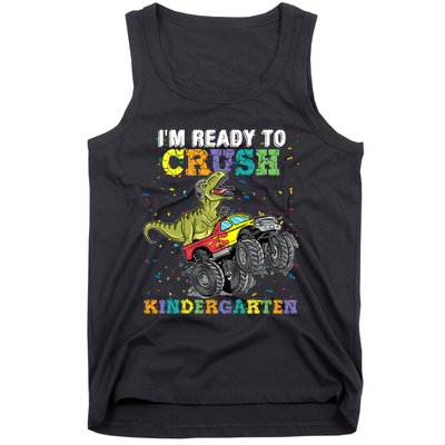 Kids Im Ready To Crush Kindergarten Monster Truck Dinosaur Boy Tank Top