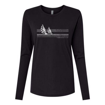 Kiawah Island Sc Vintage Sailing 70s Nautical Sailboat Womens Cotton Relaxed Long Sleeve T-Shirt