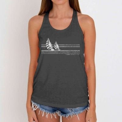 Kiawah Island Sc Vintage Sailing 70s Nautical Sailboat Women's Knotted Racerback Tank