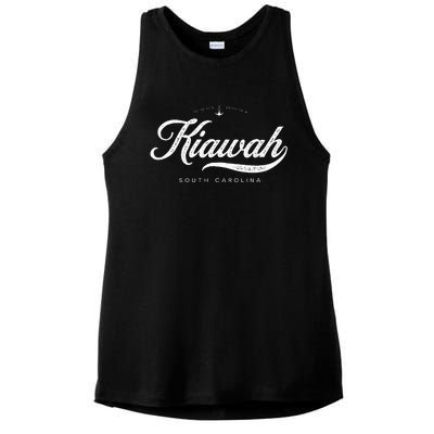 Kiawah Island South Carolina Vintage Retro Ladies PosiCharge Tri-Blend Wicking Tank