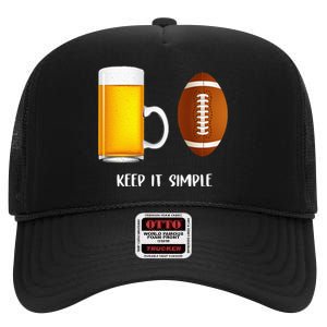 Keep It Simple Beer College Football Funny Common High Crown Mesh Back Trucker Hat