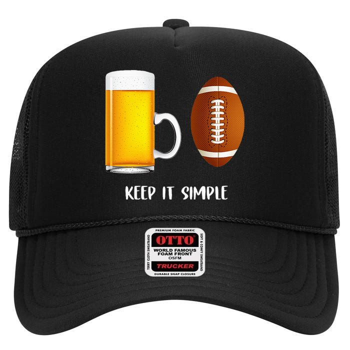 Keep It Simple Beer College Football Funny Common High Crown Mesh Back Trucker Hat