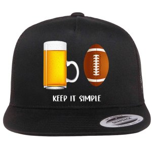 Keep It Simple Beer College Football Funny Common Flat Bill Trucker Hat