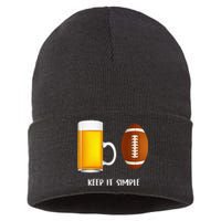 Keep It Simple Beer College Football Funny Common Sustainable Knit Beanie