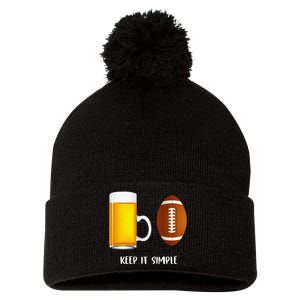 Keep It Simple Beer College Football Funny Common Pom Pom 12in Knit Beanie