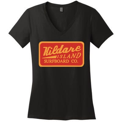 Kildare Island Surf Funny Kildare Island Surfboard Women's V-Neck T-Shirt