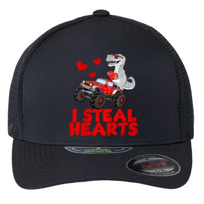 Kids I Steal Hearts Dinosaur Valentines Day For Baby Flexfit Unipanel Trucker Cap