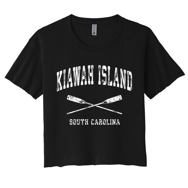 Kiawah Island South Carolina Vintage Nautical Crossed Oars Crop Top
