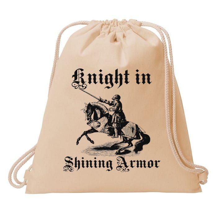 Knight In Shining Armor Medieval And Renaissance Drawstring Bag